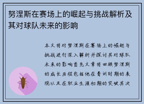 努涅斯在赛场上的崛起与挑战解析及其对球队未来的影响